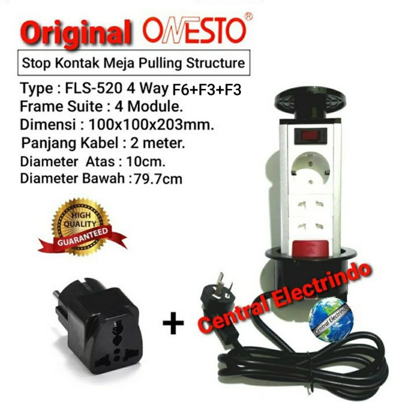 Stop Kontak Meja ONESTO 4Way 3 Charger F6+F3+F3.