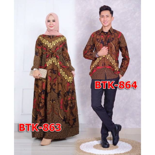 SETELAN BATIK JOGJA BTK863 / GAMIS BATIK COUPLE JOGJA