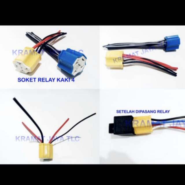 Soket Relay Klakson fitting Relay Lampu Kaki 4 Keramik Kabel Besar