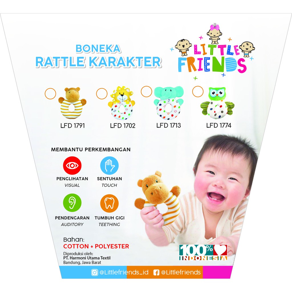 Little Friends Boneka Rattle Donat Karakter | Mainan Bayi Kerincingan