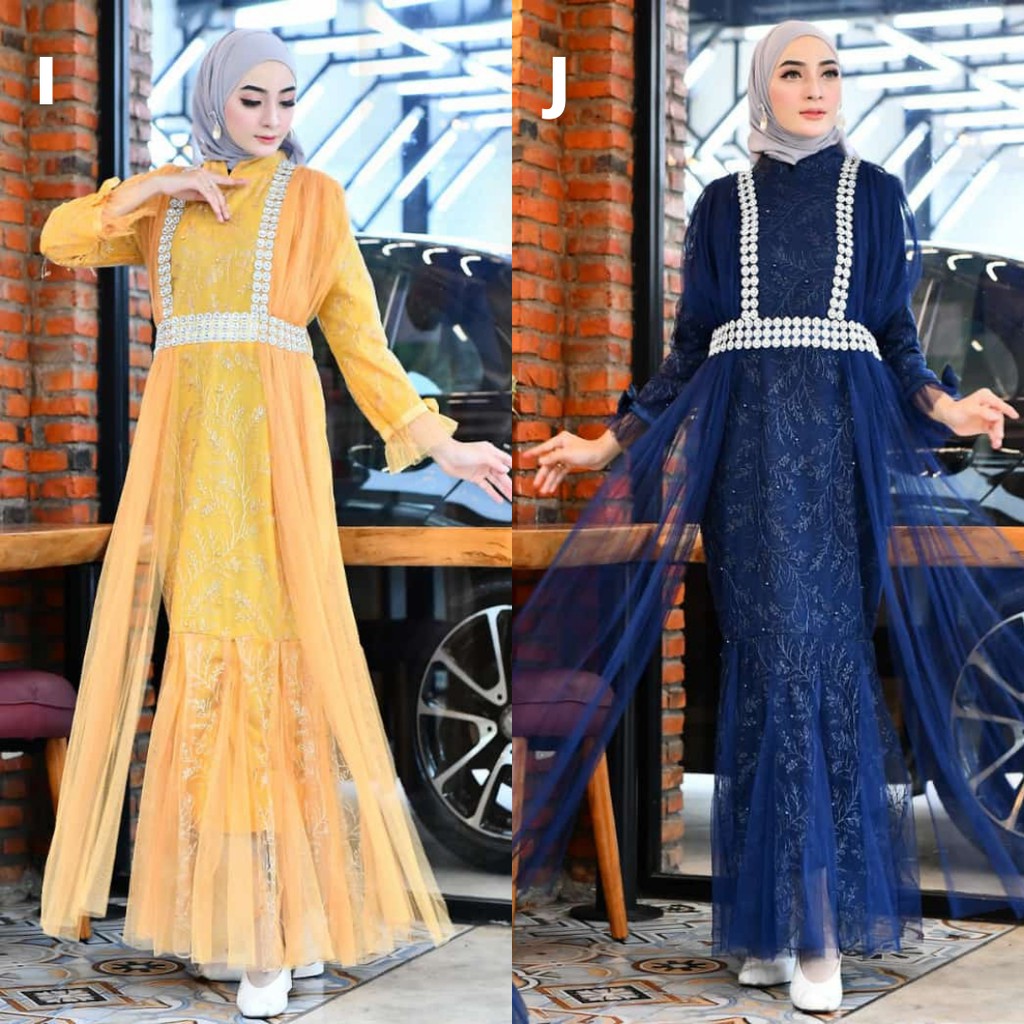 Gamis Wanita / Kebaya Modern TIlle Bordir DUyung Aneka Warna