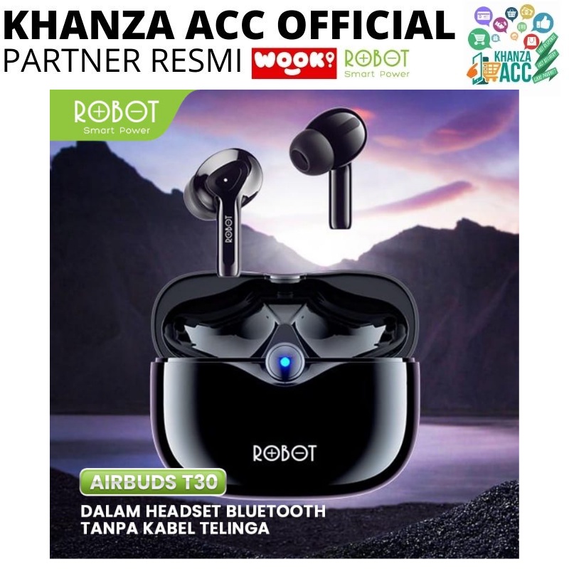 KHANZAACC ROBOT T30 Earphone Bluetooth Airbuds Earphone True Wireless Earbuds Headset