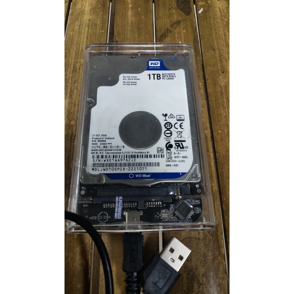 Harddisk Eksternal 1TB Transparant Case USB 2.0 HDD External WD Blue