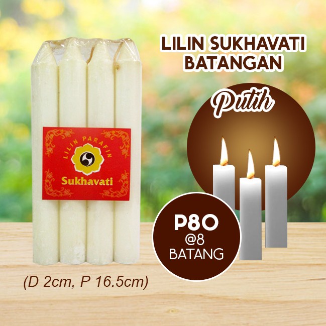 Lilin Batang Sembahyang Sukhavati P80 Putih