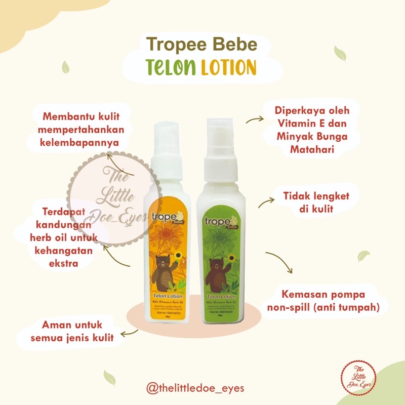 Tropee Bebe Telon Lotion with Ultrawarm Herb Oil 70ml / Minyak Telon Lotion