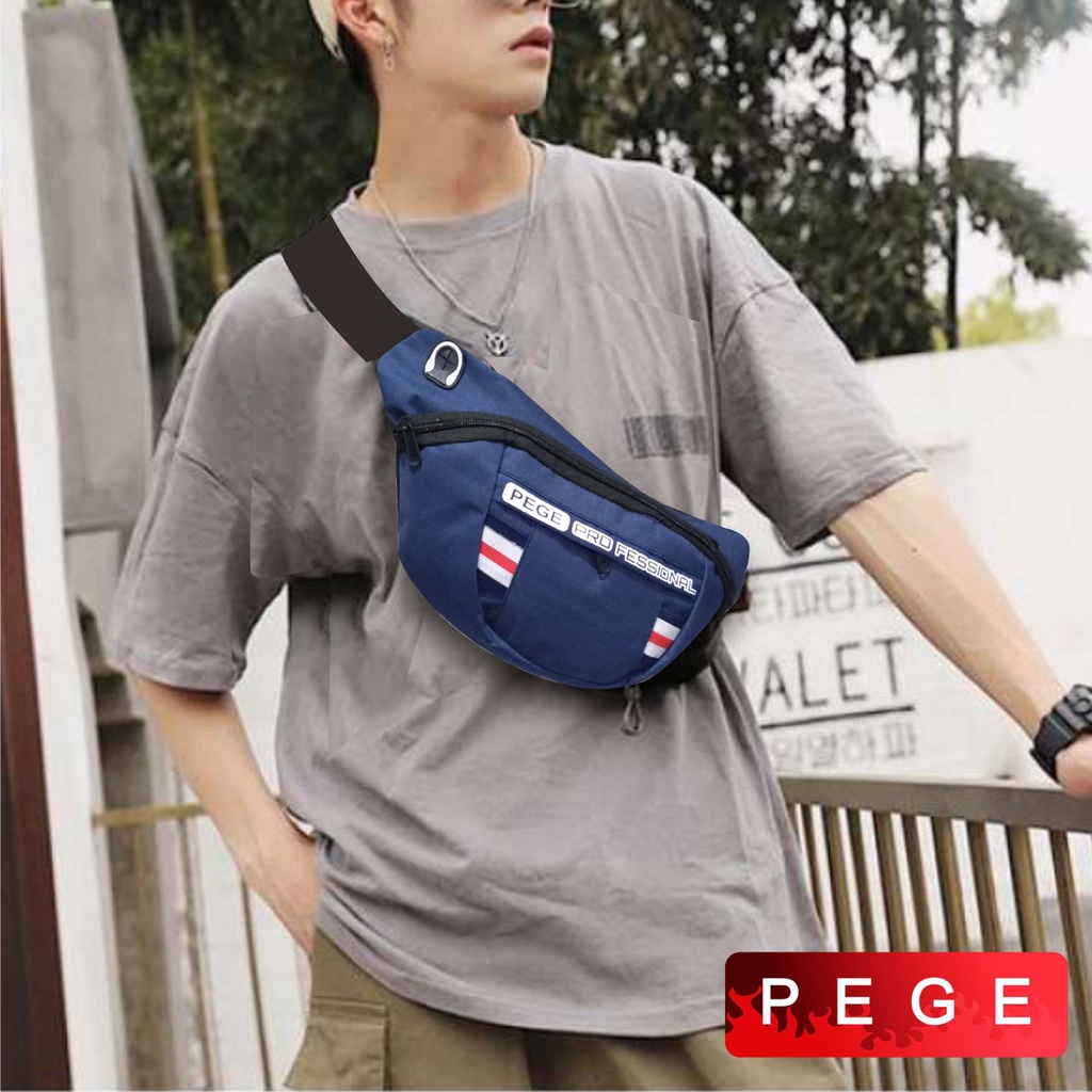 Tas Selempang Bahu Pria PEGE Slempang Waistbag Kasual Bisa Digunakan Untuk Tas Pinggang - PG 8897