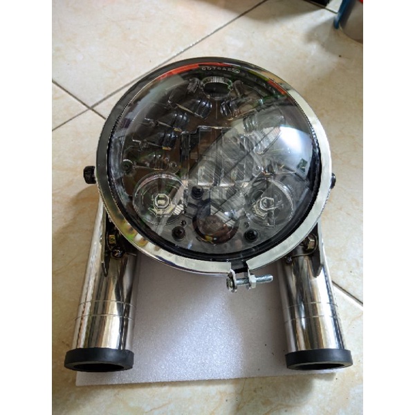 LAMPU DEPAN DAYMAKER 16 LED, BATOK L2G CROM SET KUPINGAN LAMPU STANLIS SLOP