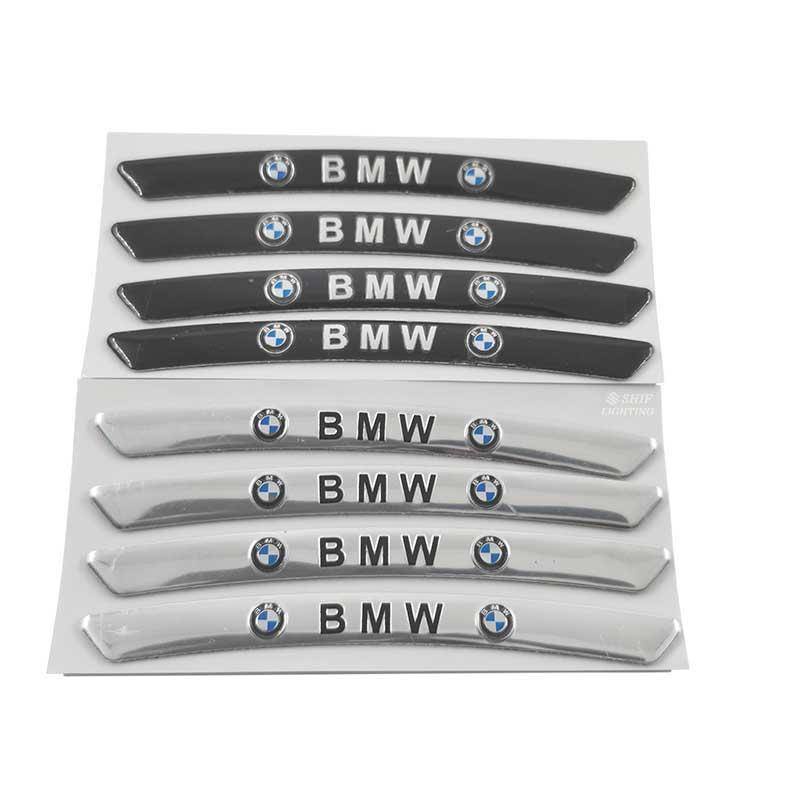 4pcs Stiker Emblem / Badge Logo Bmw Bahan Aluminum Untuk Dekorasi Ban Mobil