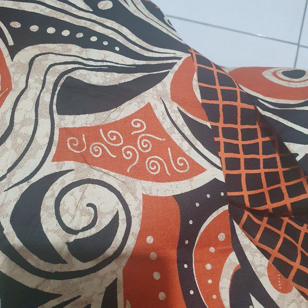 Atasan Blouse Batik Wanita Lengan Panjang Bahan Katun Stretch, 242 Abi#