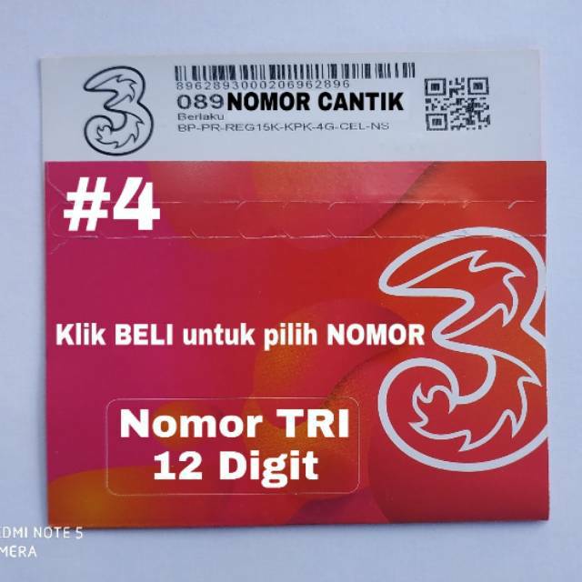 #4 Nomor Cantik Tri 12 Digit bonus kuota 5gb nas