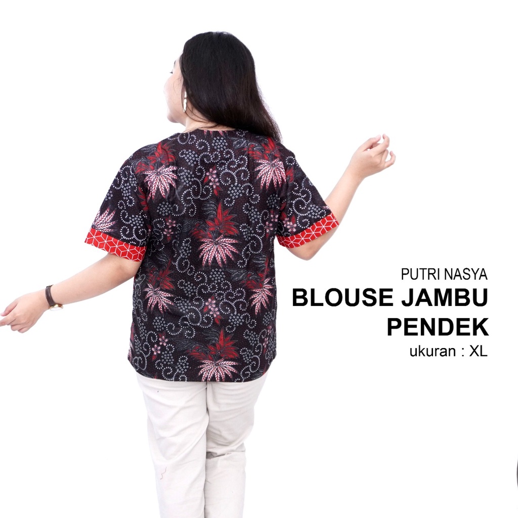 Blouse Big Size Wanita Atasan Batik Jumbo Kantor S-M-L-XL-XXL-3L-4L-5L Blus Formal Jumbo Kerja Batik