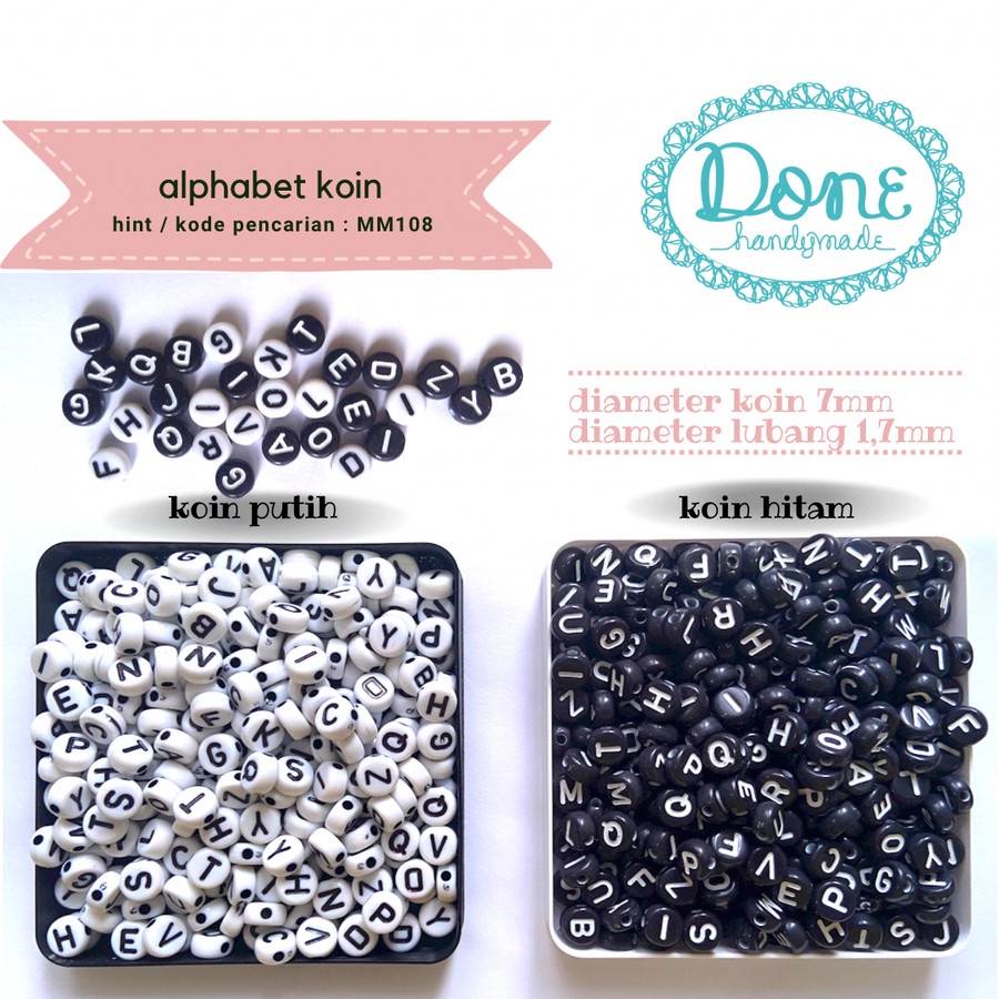 done handymade alphabet beads manik manik huruf alphabet MM108