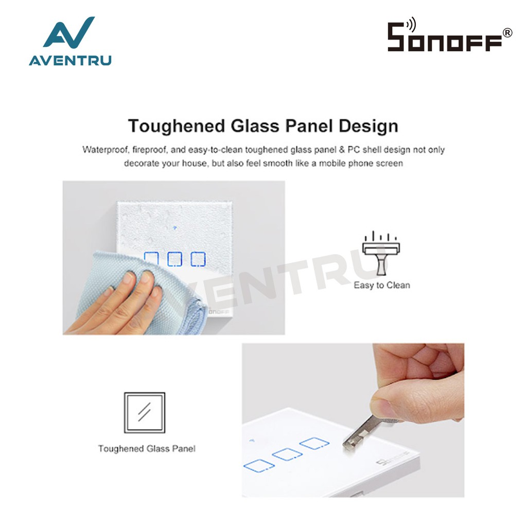 Sonoff Touch TX T0 EU 2Gang/2Channel/2Ch WiFi Wall Touch Smart Switch