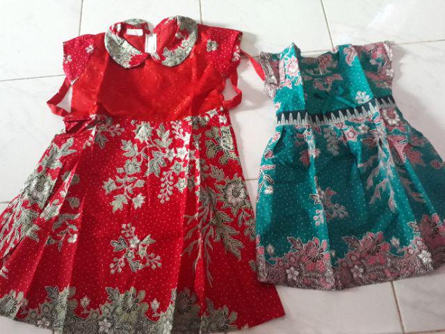 Qnunbatik Dress/terusan Batik Anak Perempuan Bayi 1th Kd Dasar Warna