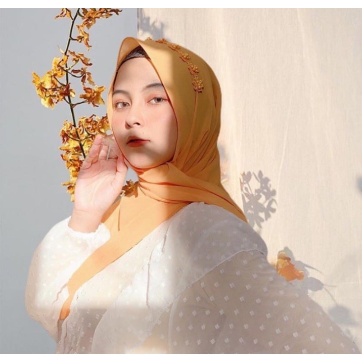 (BISA COD) Pashmina Shanum Payet Bunga Mutiara Pasmina Tali Diamond Hijab Jilbab Instant Premium