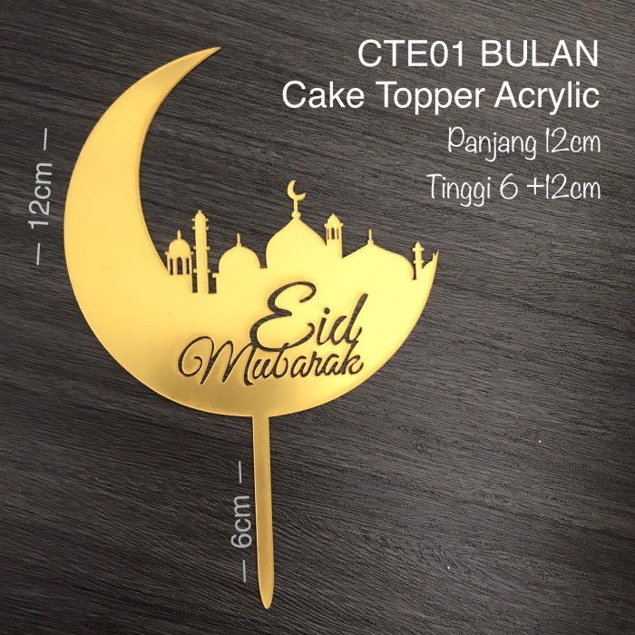 Cake Topper Eid Mubarak Lebaran Idul Fitri Acrylic