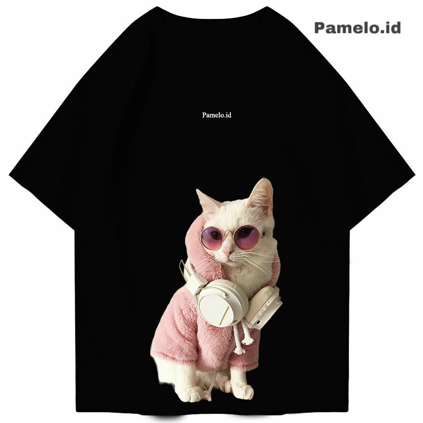 Pamelo id Kaos Distro Pinky Catty for Unisex/Kaos Oblong/T-shirt/Kaos Katun/Kaos Casual Gambar Besar/Kaos Oversize