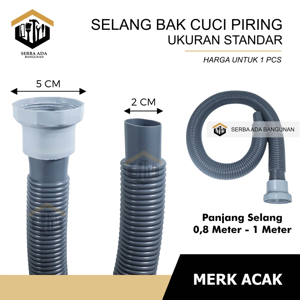 SELANG BAK CUCI PIRING ELASTIS 1 METER ABU PVC KUAT TEBAL MURAH MERIAH PEMBUANGAN AIR KOTOR