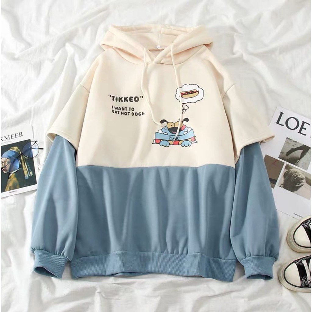 SWEATER WANITA - TIKKEO HOODIE OVERSIZE SWEATER WANITA KOREAN STYLE - SWEATER HOODIE OVERSIZE