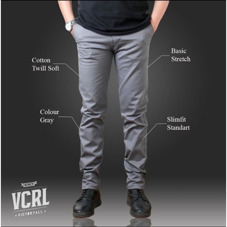 Celana Cinos Panjang Pria Chino Pants Paul Light Grey Celana original chino pria casual celana pria kerja kantor regulerfit premium