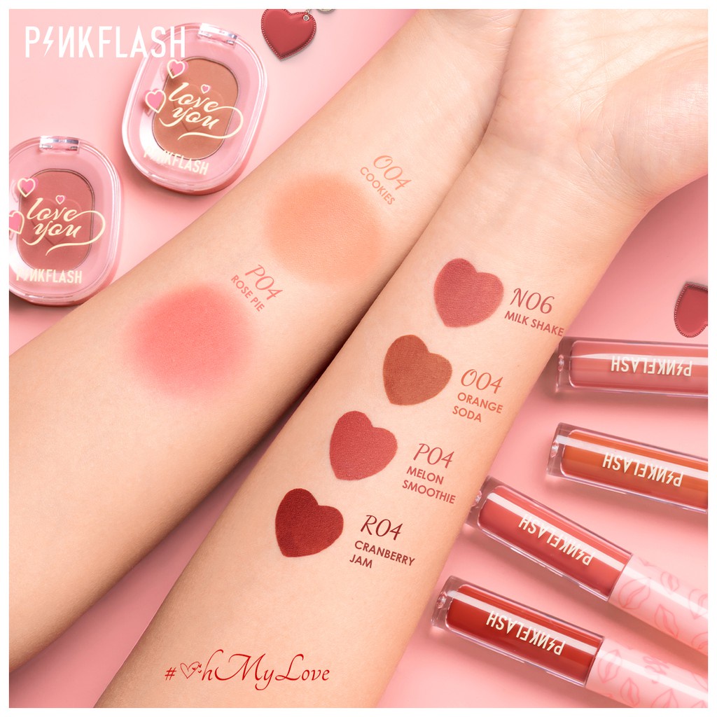 PINKFLASH OhMyLove Makeup Set 2 PCS Set All Day Matte And Moist Liquid Lipstick Radiant Soft Powder Blush