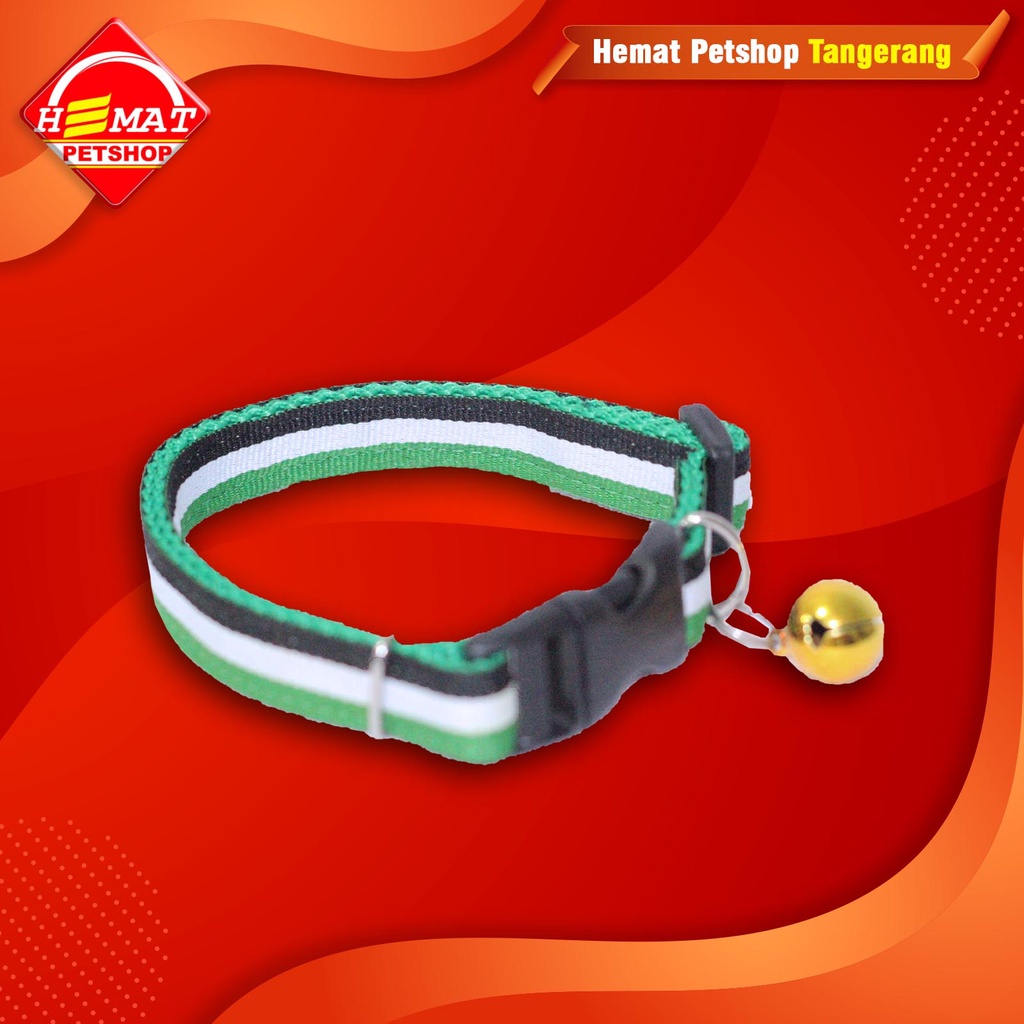 Kalung Kucing Anjing Bel Polos Cat Dog Necklace Hitam Putih Merah Biru Coklat