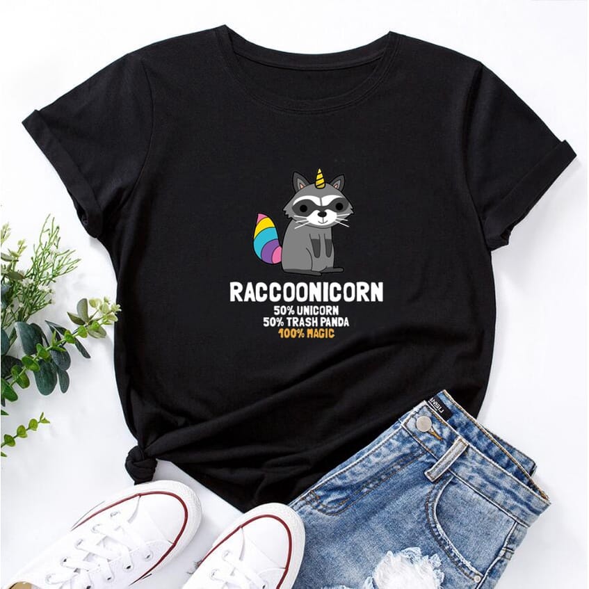 MYSTIQUE.ID-BAJU KAOS RACOONICORN T-SHIRT LUCU DAN AESTHETIC