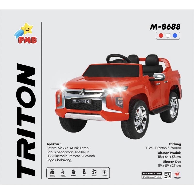 Mobil Aki Anak JEEP MITSUBISHI TRITON M-8688 M8688 Mobil Anak SUV Remot Pajero Sport Outlander Xpander-1