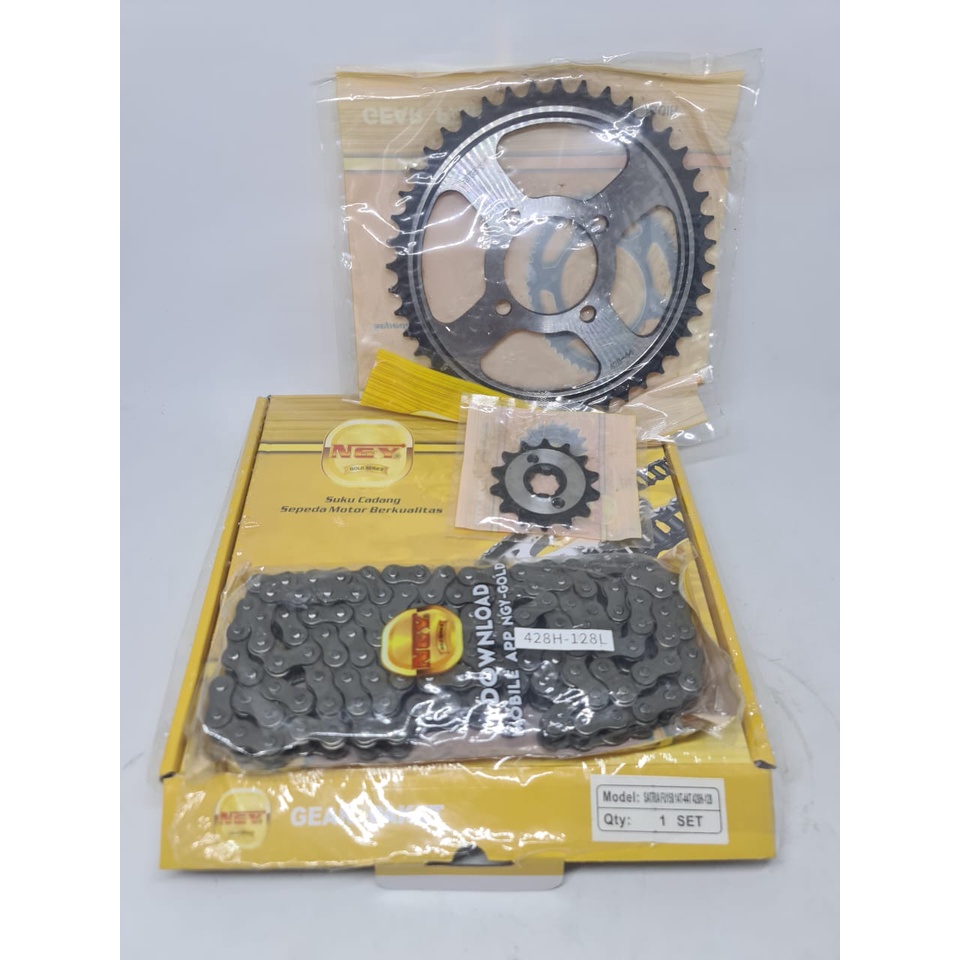 Gear Paket + Rantai NGY Motor Suzuki Satria FU 428H-128 /  14-44T
