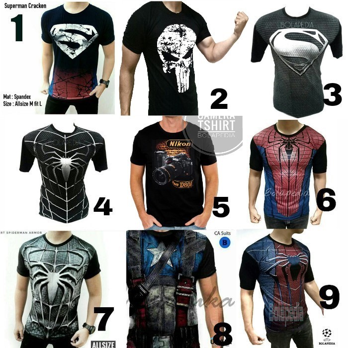 Baju Kaos Superman Full Body Superhero Gym Fitnes Pria Cowok Top Quality