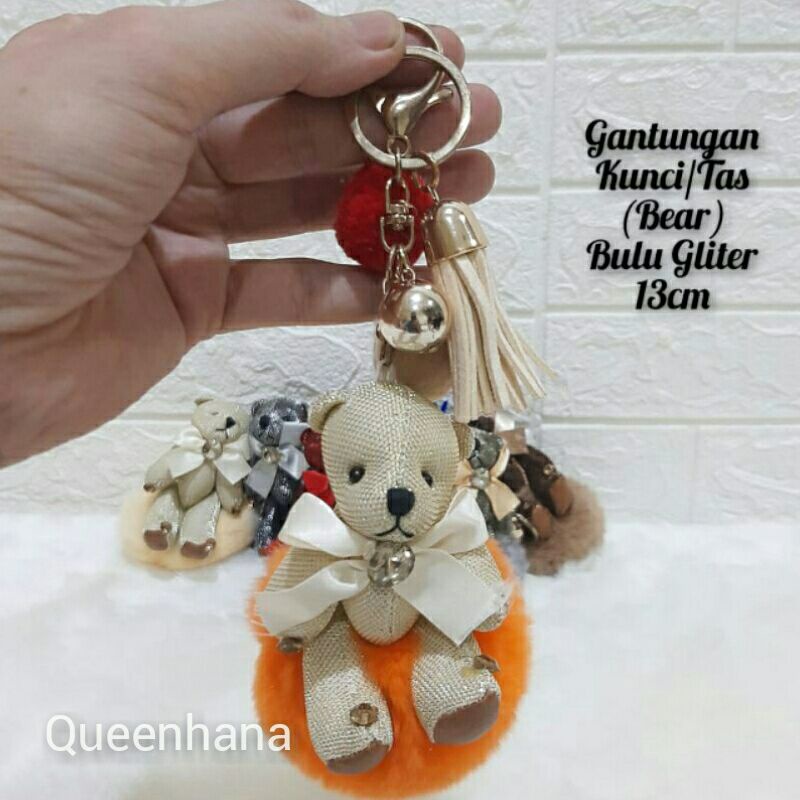 Gantungan Kunci Bulu Gantungan Tas Bulu Pompom