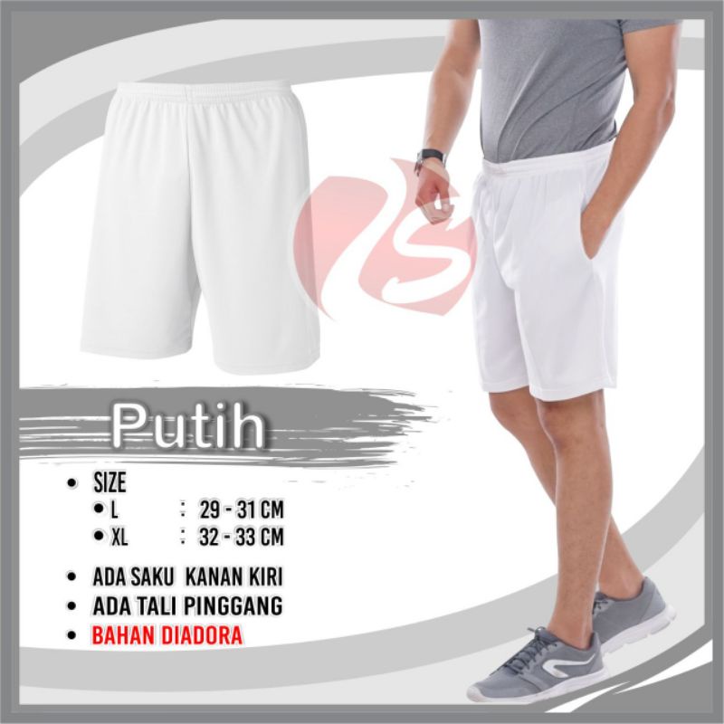 Setelan baju celana putih polos kaos training pendek tes akademi polisi tes masuk polri tni celana kaos polos putih seragam olahraga katun poliester ddr atasan bawahan pria white plan size L XL jember sport online jawa timur JSO