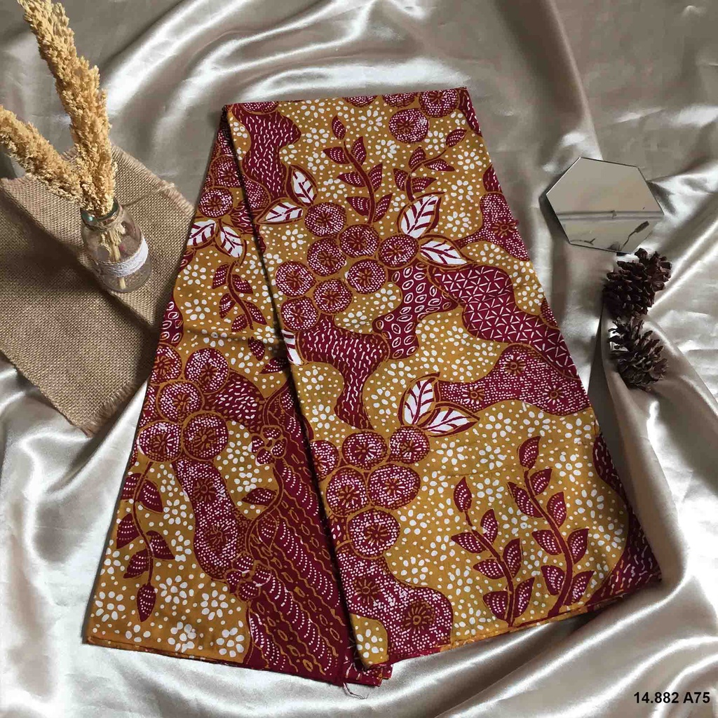 batik tulis asli madura -primisima -full motif -warna merah mix kuning tua -terbaru november 2021 -b