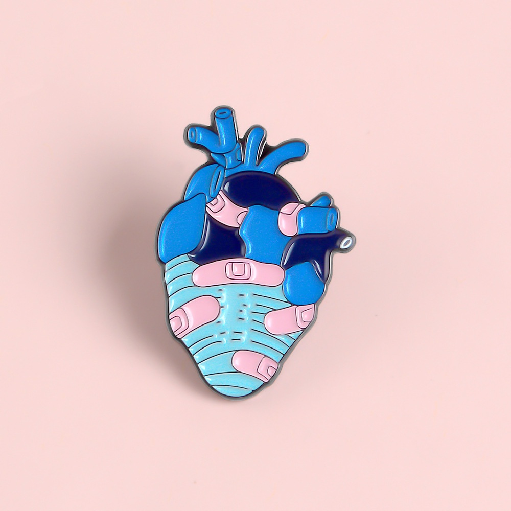 Bros Pin Enamel Bentuk Kartun Organ Jantung Patah Warna Pink Untuk Hadiah