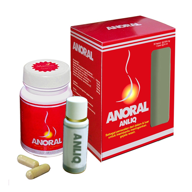 ANORAL KAPSUL 30'S + ANLIQ 8 ML | OBAT WASIR, AMBEIEN, AMBEYEN
