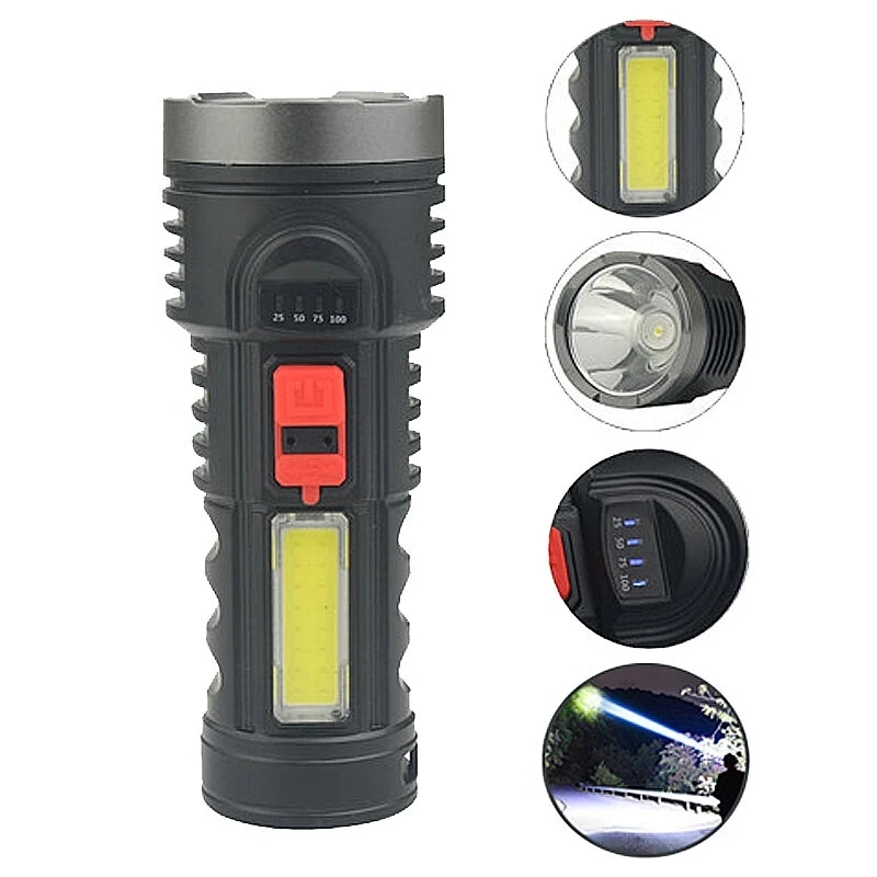 (High Quality High Quality Lampu Senter Led Cob Darurat 4 Mode Lumen 200m (500M) Dengan Port Charger Usb