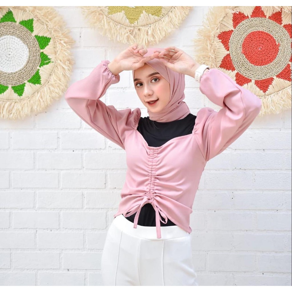 1KG MUAT 6PCS | GHEA BLOUSE POLOS SERUT TALI HITS SELEBGRAM FASHION WANITA MUSLIMAH