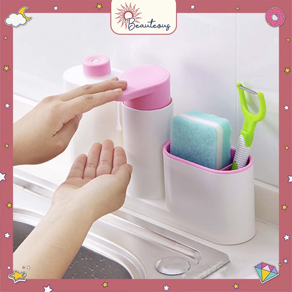 Dispenser Sabun Cair 3 in 1 Wadah Tempat Sabun Mandi Cuci Piring Shampo Hand Sanitizer