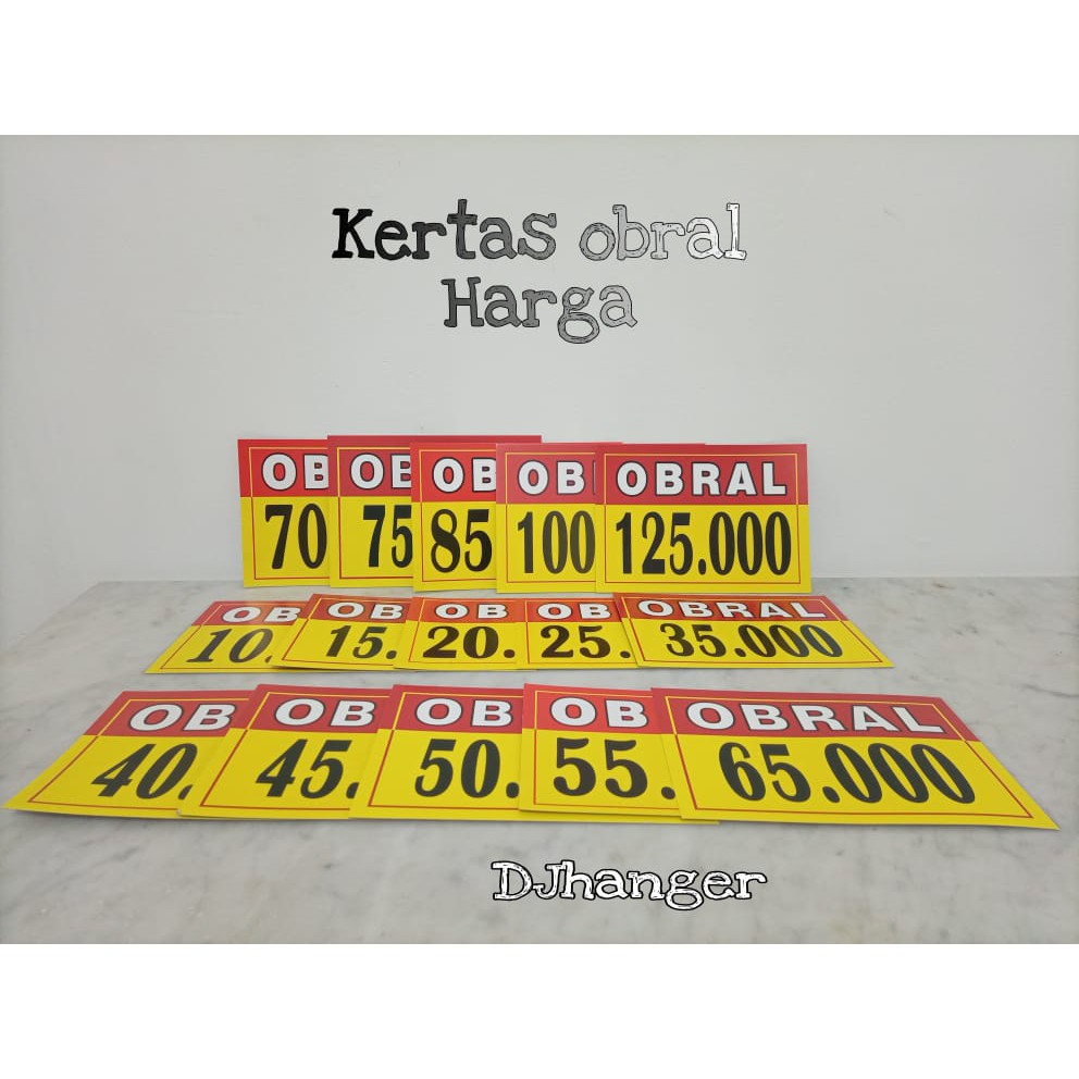 karton tulisan obral harga / kertas nominal harga bandrol