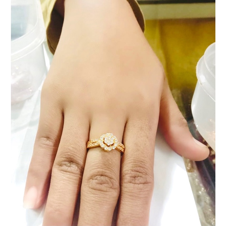 [tiara] cincin wanita /cincin love kupu / cincin lapis emas / cincin replika emas/ cincin permata