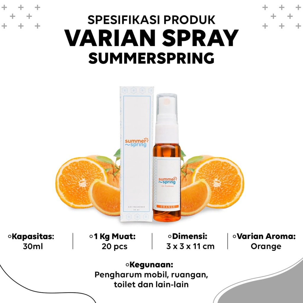 Pengharum Pewangi AC Mobil Ruangan Kamar Parfum Kamar Mandi Toilet Spray Aroma Orange Summer Spring