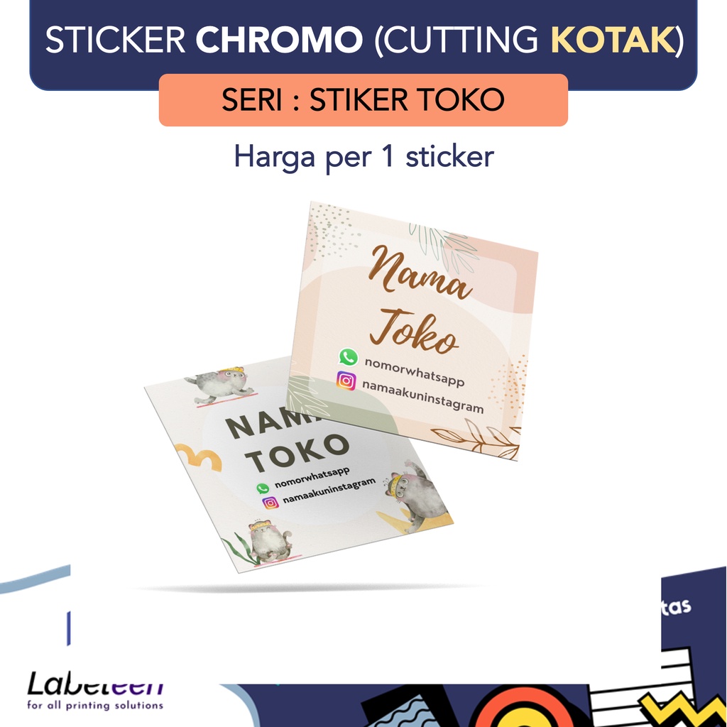 

CETAK STIKER KOTAK PERSEGI CUSTOM CHROMO / LABEL MAKANAN, TOPLES, KEMASAN, BOTOL MINUMAN | CUTTING STICKER | HARGA PER STICKER
