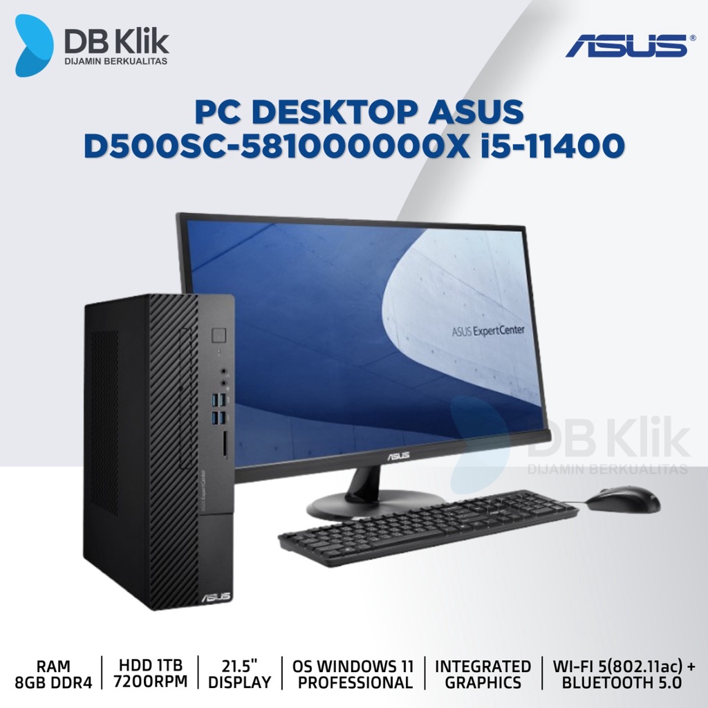 PC Desktop ASUS D500SC-581000000X i5-11400 8GB 1TB NoDVD W11 PRO 21.5&quot;