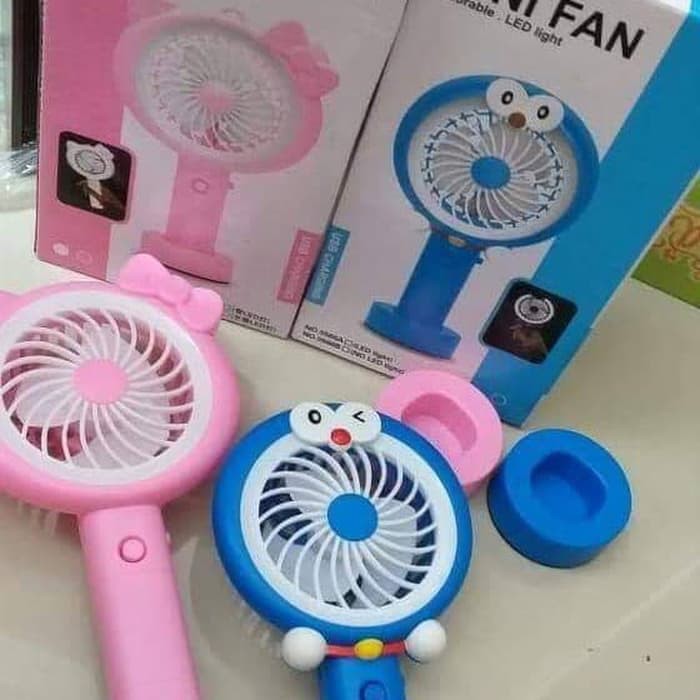 Kipas Genggam LED Karakter Hellokitty Doraemon USB Mini Fan