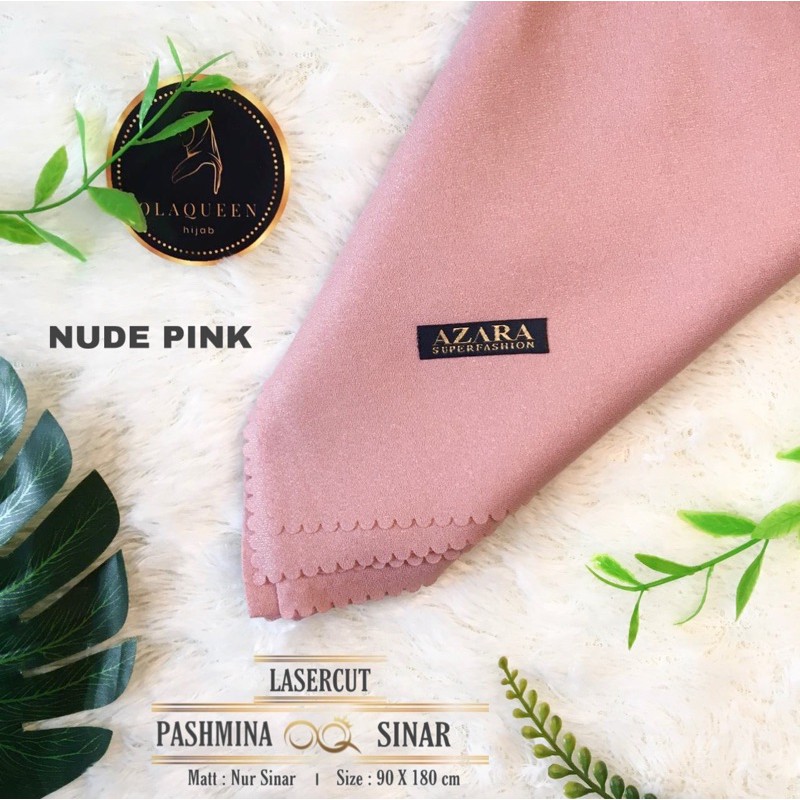 90x180cm Pashmina Glowing Nur Sinar Lasercut by Azara-NUDE PINK