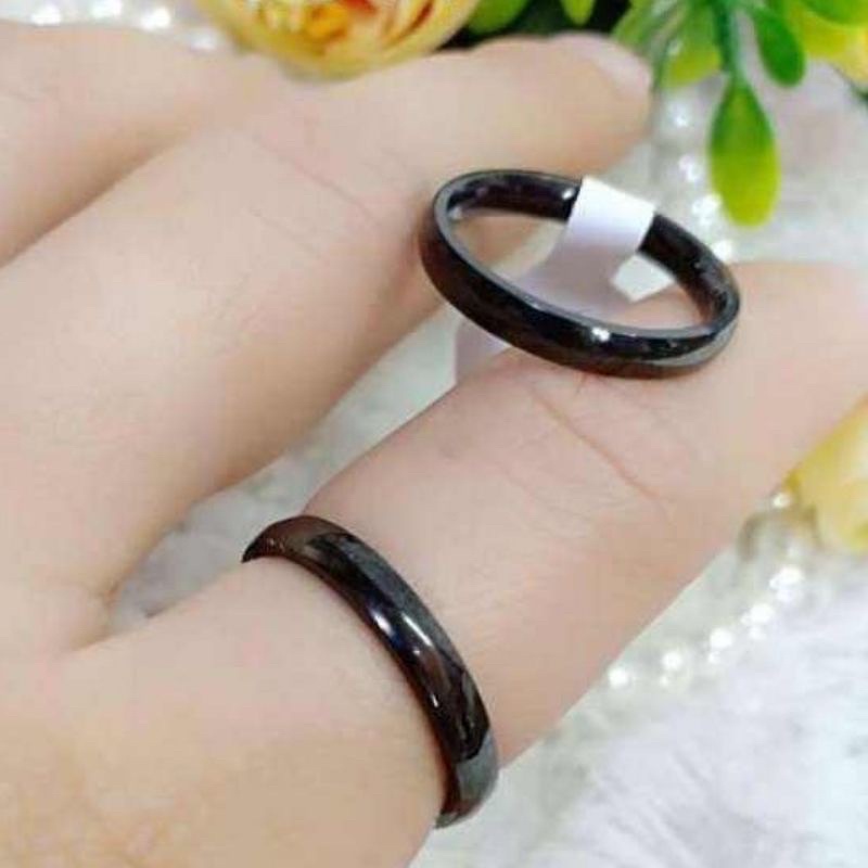 CINCIN TITANIUM HITAM POLOS UNISEX || CINCIN POLOS UKURAN 3mm // UNISEX CINCIN COUPLE HITAM SILVER G