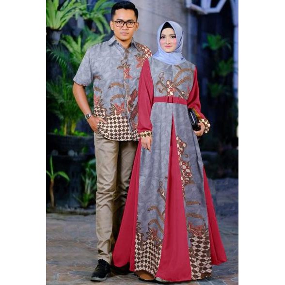 ready tiga warna baju couple kapel cople samaan pasangan kemeja gamis busana muslim maxy maxi batik