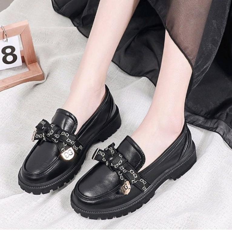 B7C5 Sepatu Docmart Wanita Terbaru / Sepatu Loafer Wanita / Docmart Bow / Sepatu Flat Wanita Korea /