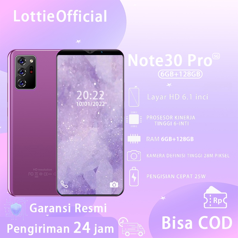 【COD+Pengiriman lokal】 hp murah Note30 Plus 5G 6.1Inci Ponsel Baru Jaminan Kualitas RAM 4GB ROM 64GB Dual Card SIM Smartphon