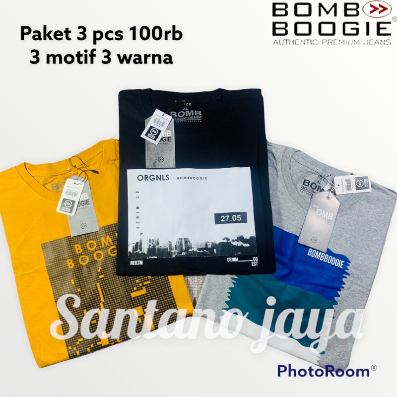 1 paket 100RB isi 3 PCS kaos bombogie | kaos pria | kaos distro | kaos pria dewasa | kaos bombogie p